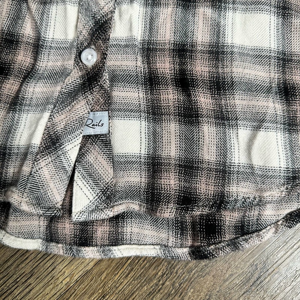 RAILS Soft Pink Black Cream Plaid Flannel shirt XS - Picture 4 of 9
